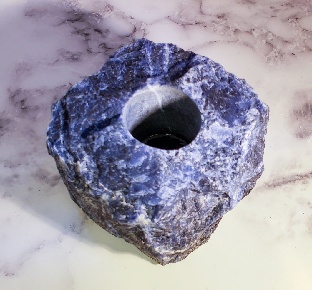 Crystal - Blue Sodalite Candle Holder - The Naked Soaps Co