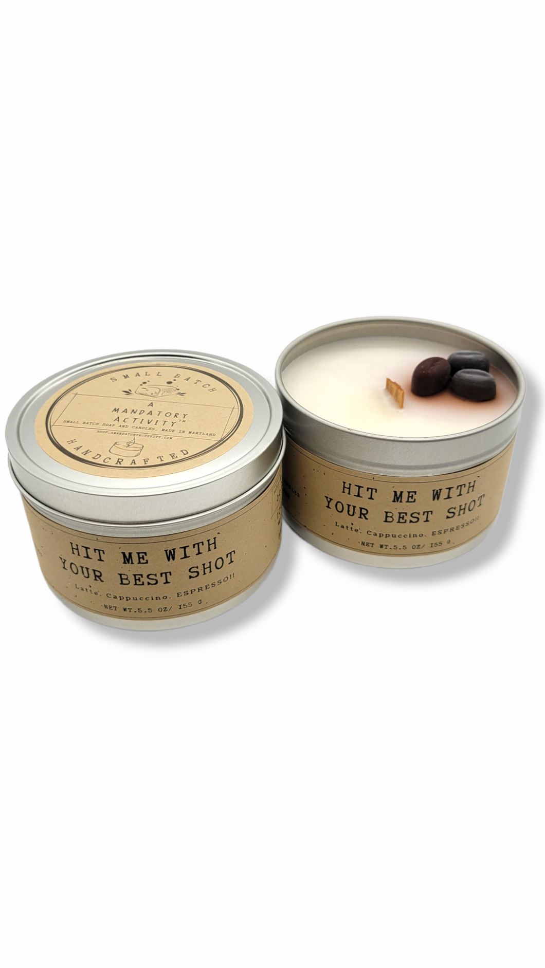 Hit me with your best shot - Espresso (Soy Wood Wick Candle) - The Naked Soaps Co